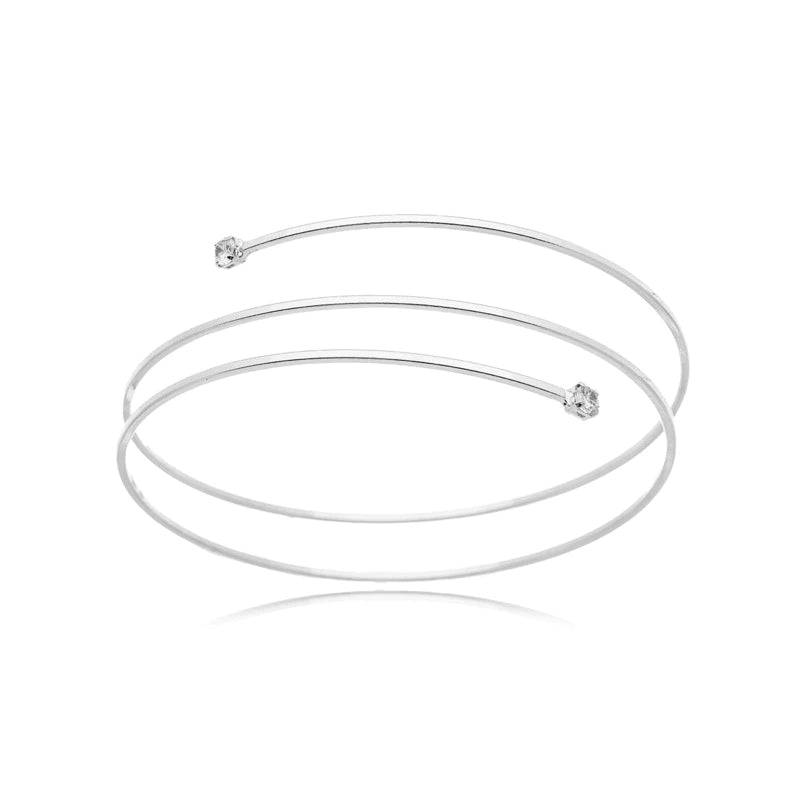 Bracelete fino para braço com 2 zircônias regulável